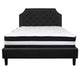 Black,Queen |#| Queen Size Arched Tufted Black Fabric Platform Bed with Pocket Spring Mattress