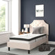 Beige,Twin |#| Twin Tufted Platform Bed in Beige Fabric with 10 Inch Pocket Spring Mattress