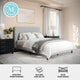 Gray Fabric/Walnut Legs,Full |#| Faux Linen Upholstered Full Size Platform Bed with Piped Headboard in Gray
