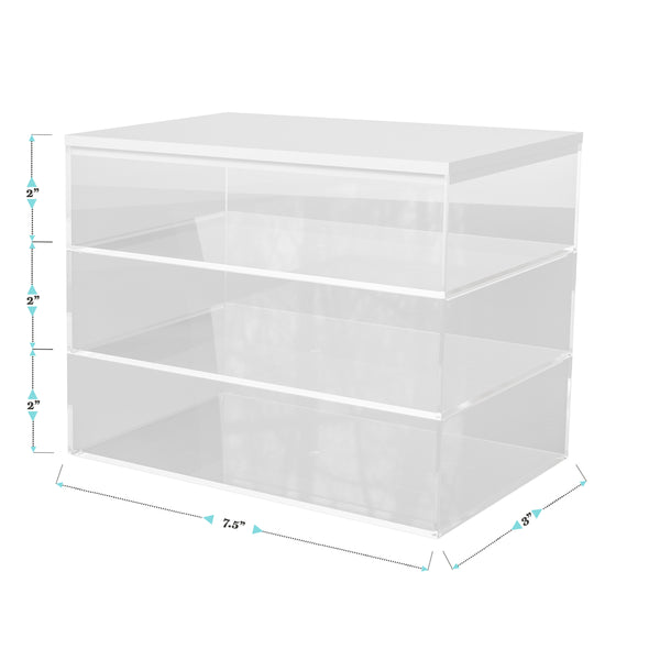 Clear/White |#| Premium Clear Plastic Storage Bins with White MDF Lid - 7.5"x3"