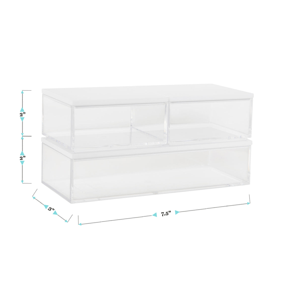 Clear/White |#| Premium Clear Plastic Storage Bins with White MDF Lids-2-SM/1-MED