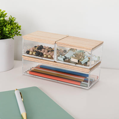 Brody Clear Plastic Storage Organizer Bins with Lids for Home Office, Kitchen, or Bathroom