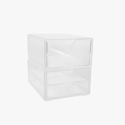 Brody Set of 2 Stackable Plastic Office Desktop Organizer Boxes, Single Drawer and 2 Drawers