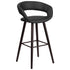 Brynn Series 29'' High Contemporary Vinyl Rounded Back Barstool with Cappuccino Wood Frame