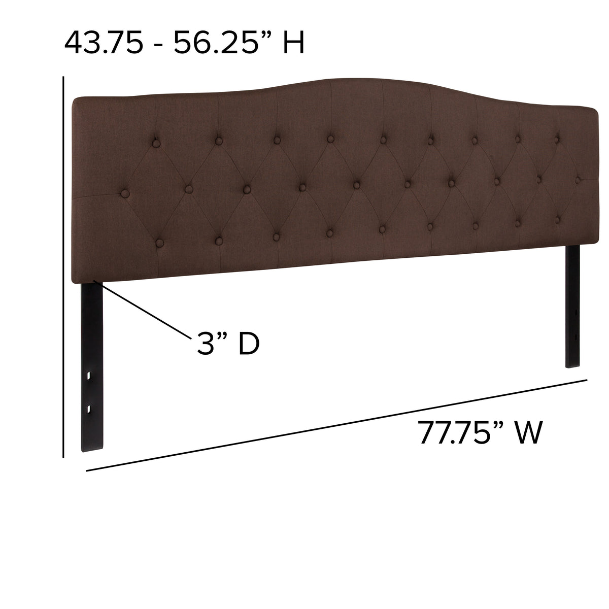 Dark Brown,King |#| Arched Button Tufted Upholstered King Size Headboard in Dark Brown Fabric