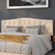 Beige,King |#| Arched Button Tufted Upholstered King Size Headboard in Beige Fabric