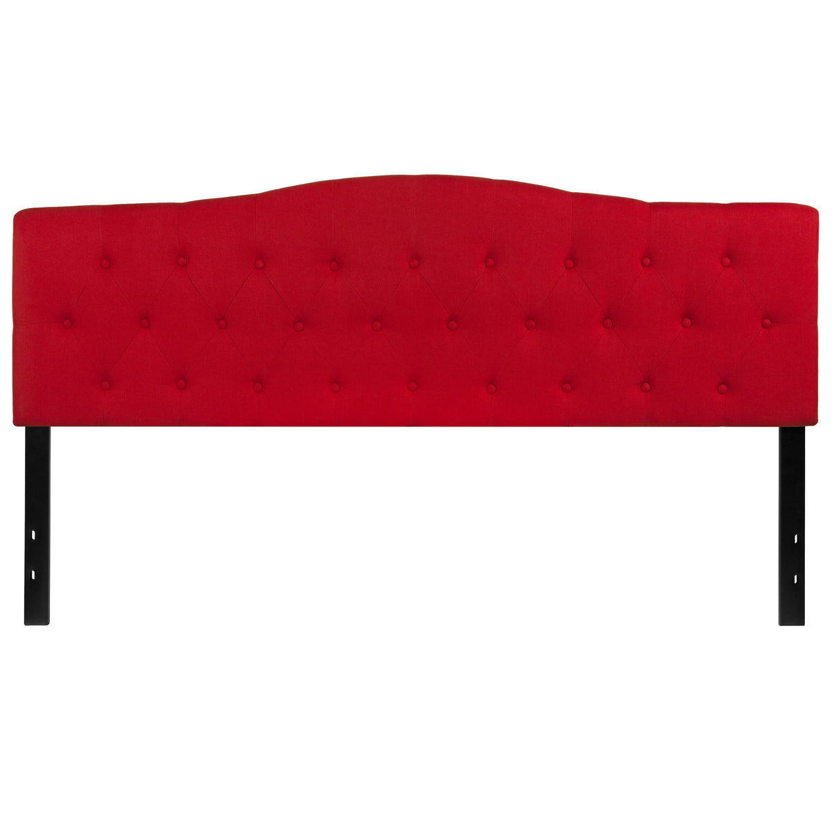 Red,King |#| Arched Button Tufted Upholstered King Size Headboard in Red Fabric