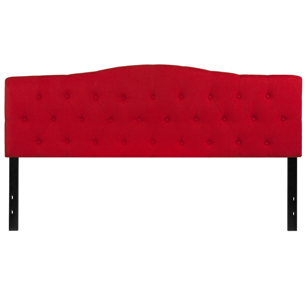 Red,King |#| Arched Button Tufted Upholstered King Size Headboard in Red Fabric