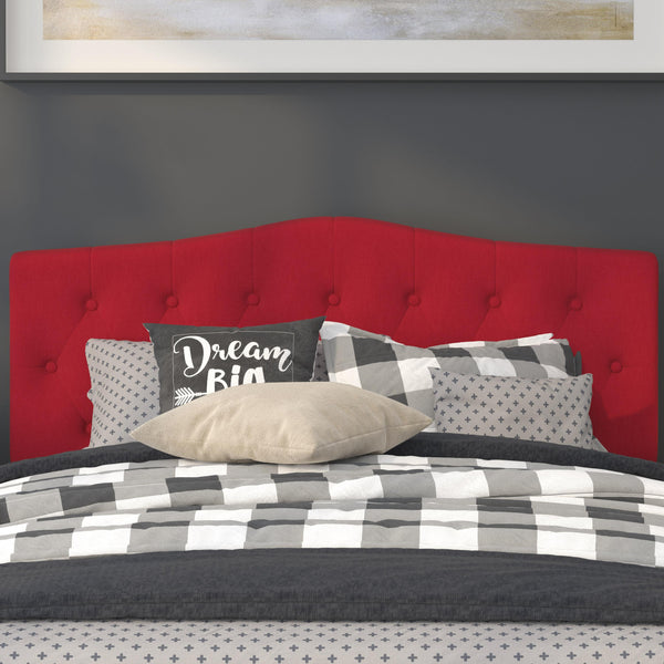 Red,Full |#| Arched Button Tufted Upholstered Full Size Headboard in Red Fabric