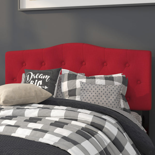 Red,Full |#| Arched Button Tufted Upholstered Full Size Headboard in Red Fabric