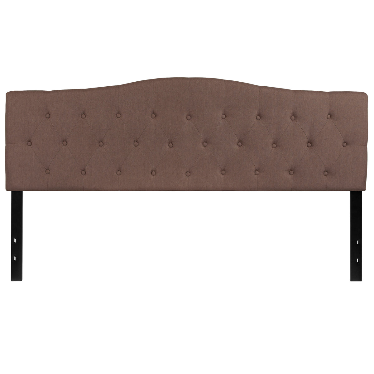 Camel,King |#| Arched Button Tufted Upholstered King Size Headboard in Camel Fabric