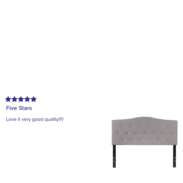 Light Gray,Full |#| Arched Button Tufted Upholstered Full Size Headboard in Light Gray Fabric