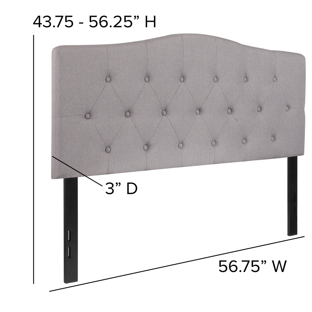 Light Gray,Full |#| Arched Button Tufted Upholstered Full Size Headboard in Light Gray Fabric
