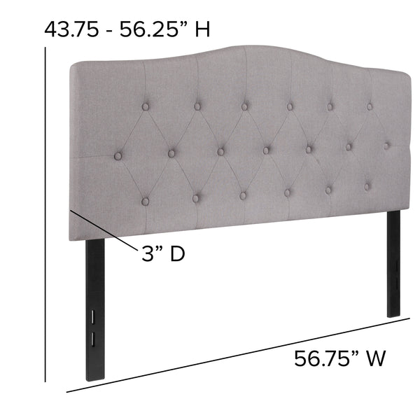 Navy,Full |#| Arched Button Tufted Upholstered Full Size Headboard in Navy Fabric