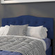 Navy,Full |#| Arched Button Tufted Upholstered Full Size Headboard in Navy Fabric