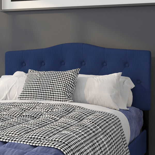 Navy,Full |#| Arched Button Tufted Upholstered Full Size Headboard in Navy Fabric