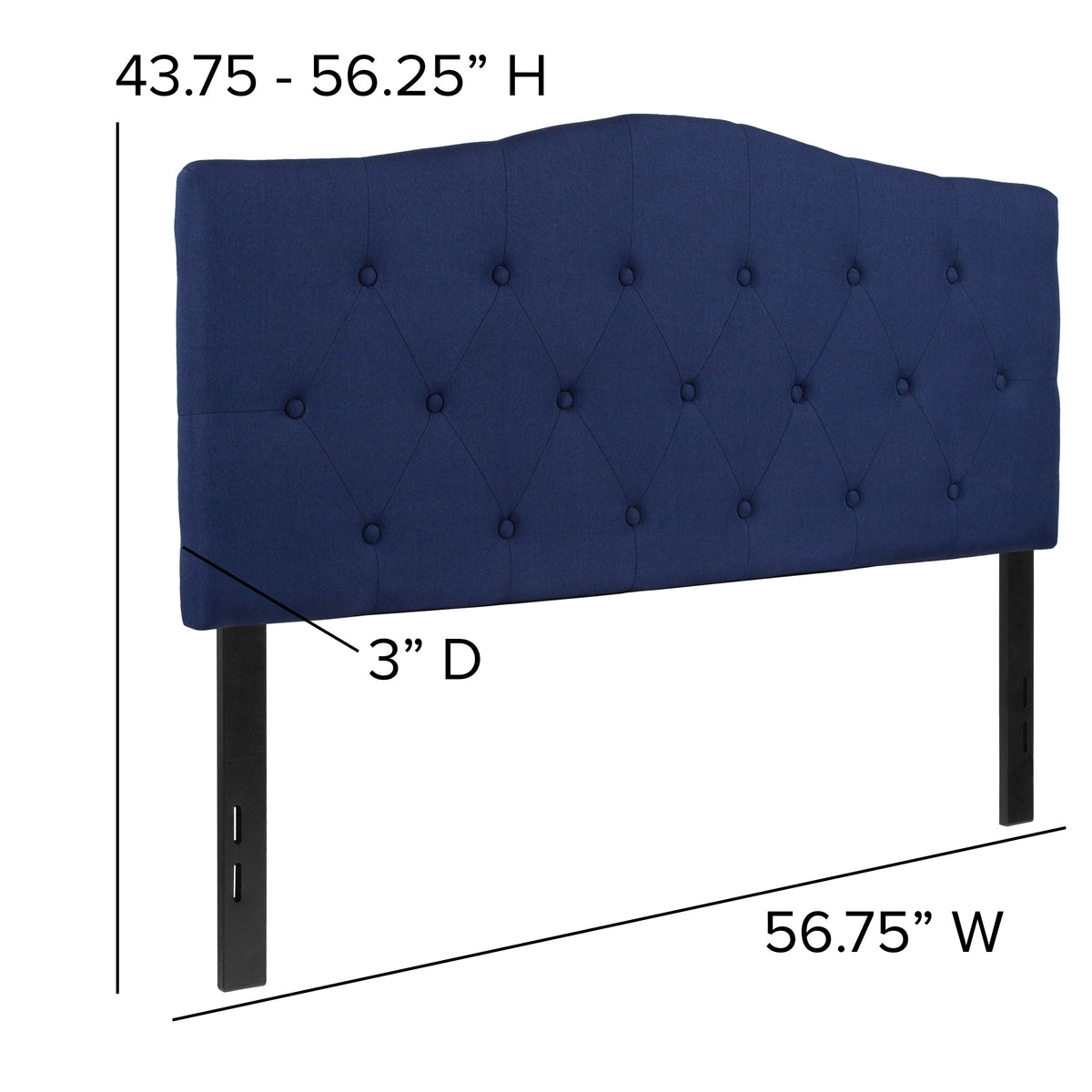 Navy,Full |#| Arched Button Tufted Upholstered Full Size Headboard in Navy Fabric