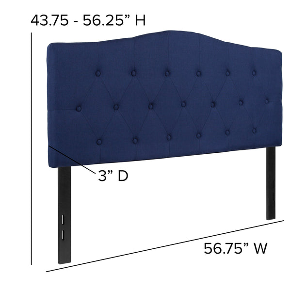 Navy,Full |#| Arched Button Tufted Upholstered Full Size Headboard in Navy Fabric