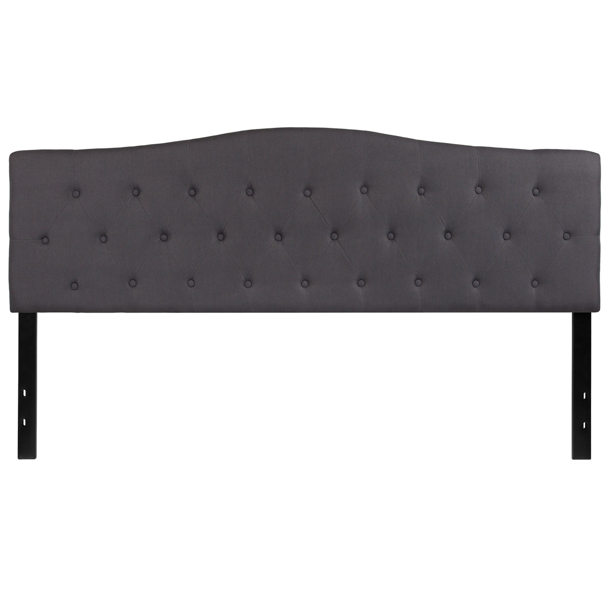 Dark Gray,King |#| Arched Button Tufted Upholstered King Size Headboard in Dark Gray Fabric
