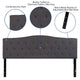 Dark Gray,King |#| Arched Button Tufted Upholstered King Size Headboard in Dark Gray Fabric