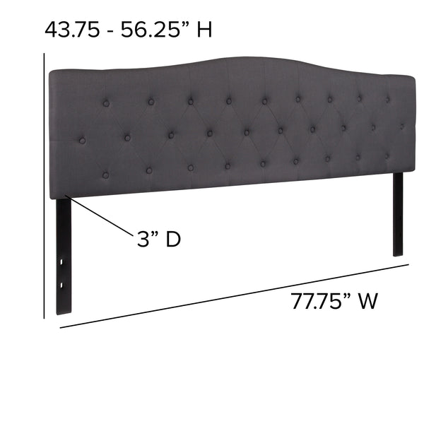 Navy,Queen |#| Arched Button Tufted Upholstered Queen Size Headboard in Navy Fabric