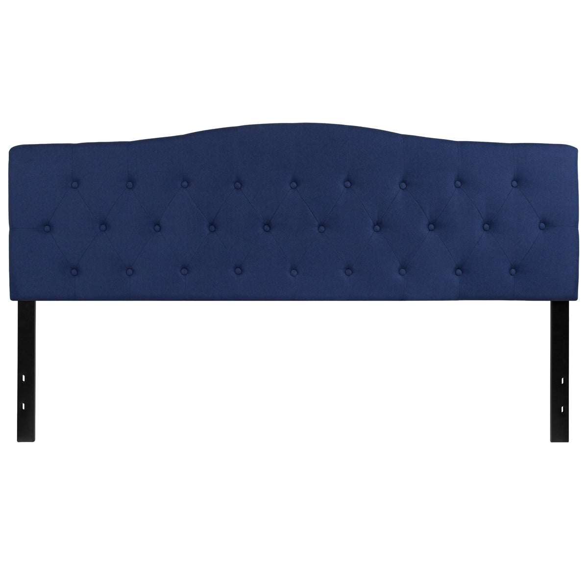 Navy,King |#| Arched Button Tufted Upholstered King Size Headboard in Navy Fabric