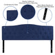 Navy,King |#| Arched Button Tufted Upholstered King Size Headboard in Navy Fabric