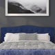 Navy,King |#| Arched Button Tufted Upholstered King Size Headboard in Navy Fabric