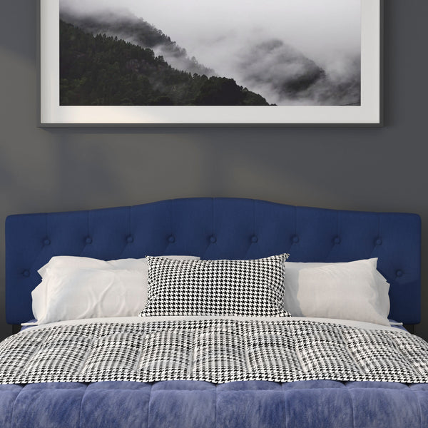 White,Twin |#| Arched Button Tufted Upholstered Twin Size Headboard in White Fabric