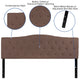Camel,King |#| Arched Button Tufted Upholstered King Size Headboard in Camel Fabric