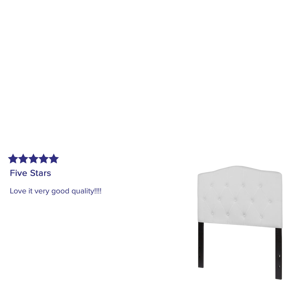 White,Twin |#| Arched Button Tufted Upholstered Twin Size Headboard in White Fabric