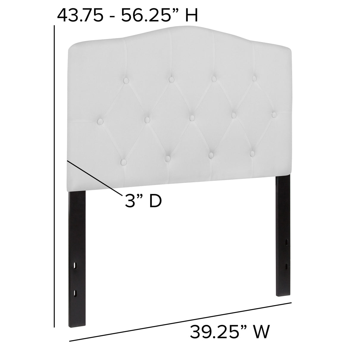 White,Twin |#| Arched Button Tufted Upholstered Twin Size Headboard in White Fabric