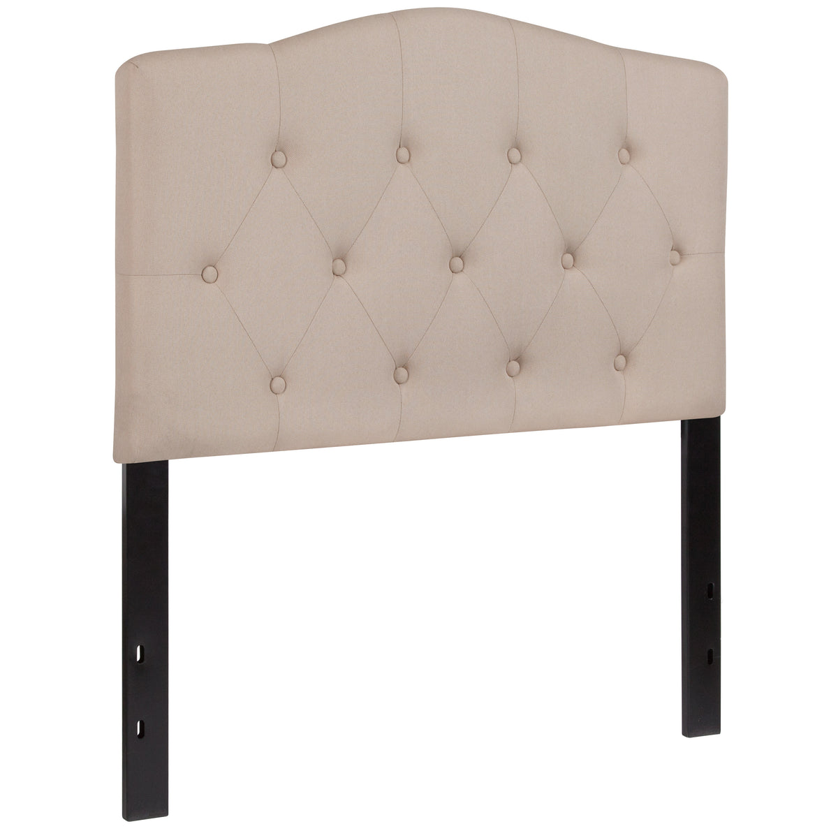 Beige,Twin |#| Arched Button Tufted Upholstered Twin Size Headboard in Beige Fabric