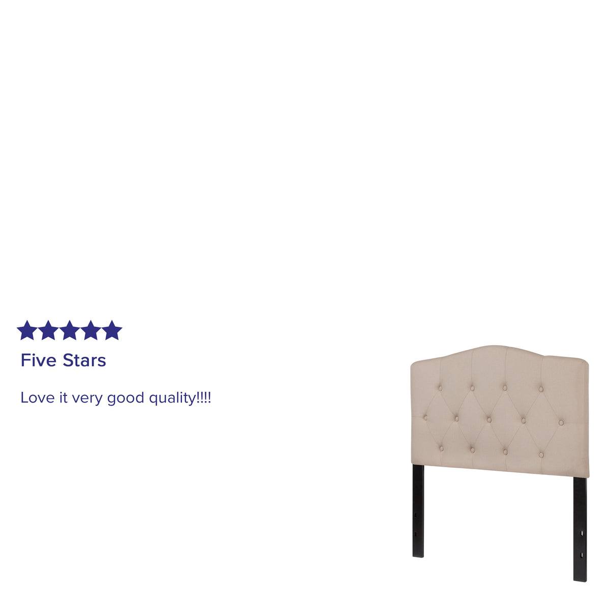 Beige,Twin |#| Arched Button Tufted Upholstered Twin Size Headboard in Beige Fabric