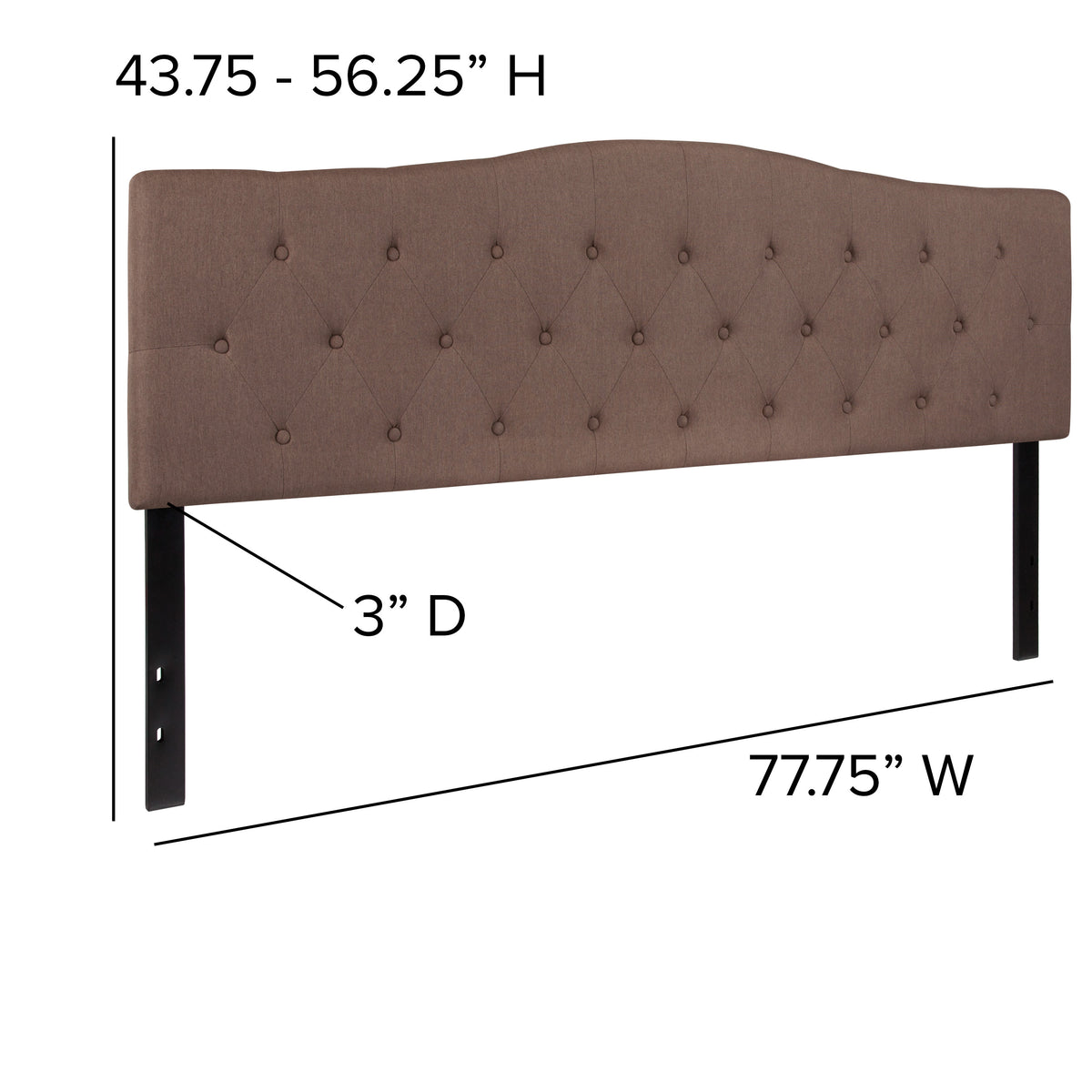 Camel,King |#| Arched Button Tufted Upholstered King Size Headboard in Camel Fabric