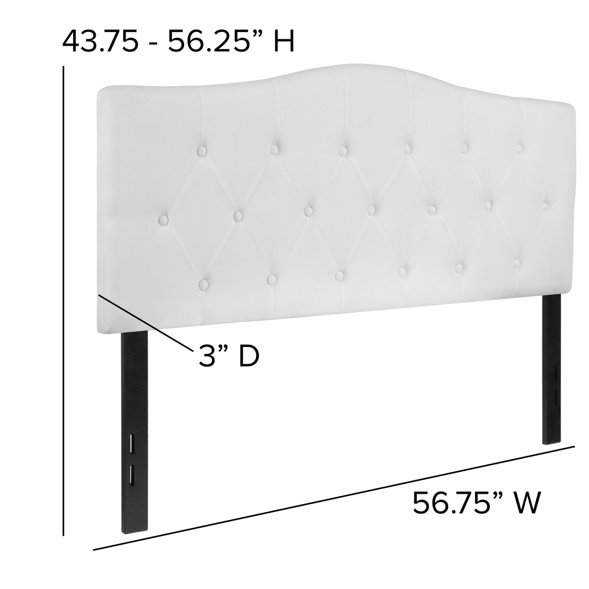 White,Full |#| Arched Button Tufted Upholstered Full Size Headboard in White Fabric
