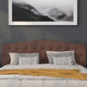 Camel,King |#| Arched Button Tufted Upholstered King Size Headboard in Camel Fabric