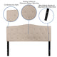 Beige,Queen |#| Arched Button Tufted Upholstered Queen Size Headboard in Beige Fabric