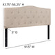 Beige,Queen |#| Arched Button Tufted Upholstered Queen Size Headboard in Beige Fabric