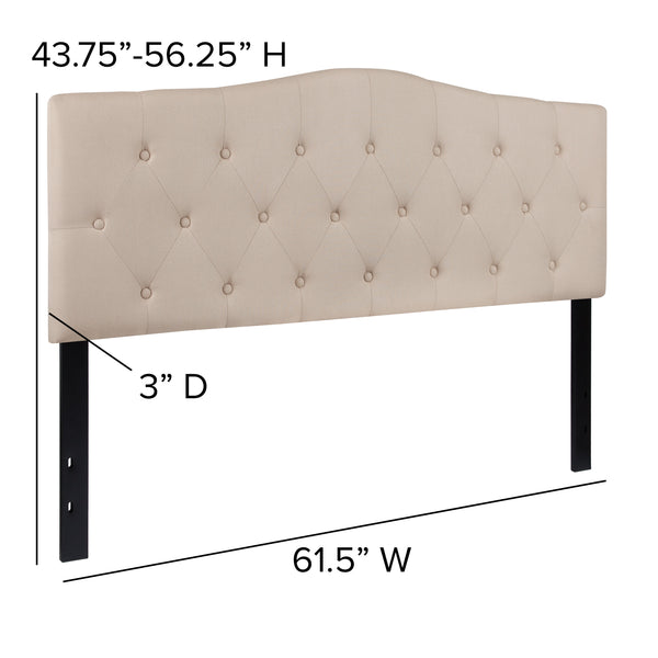 Dark Brown,Full |#| Arched Button Tufted Upholstered Full Size Headboard in Dark Brown Fabric