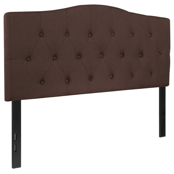 Dark Brown,Full |#| Arched Button Tufted Upholstered Full Size Headboard in Dark Brown Fabric