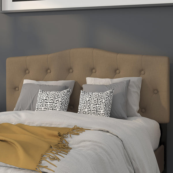 Dark Brown,Full |#| Arched Button Tufted Upholstered Full Size Headboard in Dark Brown Fabric