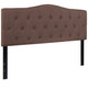 Camel,Queen |#| Arched Button Tufted Upholstered Queen Size Headboard in Camel Fabric