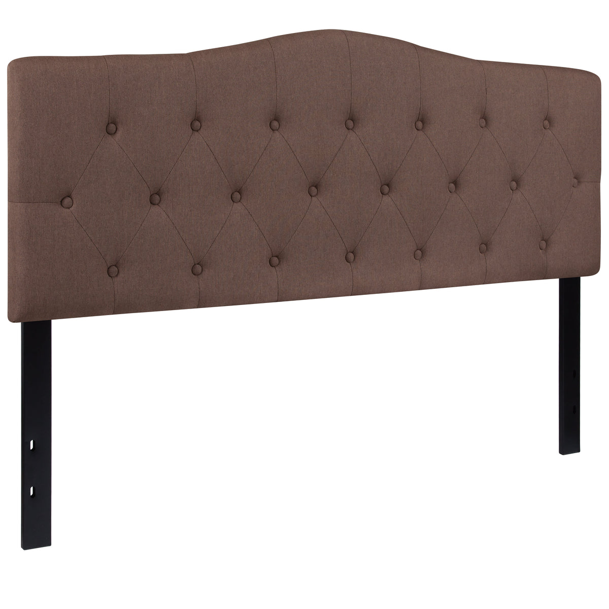 Camel,Queen |#| Arched Button Tufted Upholstered Queen Size Headboard in Camel Fabric