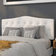 White,Queen |#| Arched Button Tufted Upholstered Queen Size Headboard in White Fabric