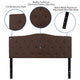 Dark Brown,Queen |#| Arched Button Tufted Upholstered Queen Size Headboard in Dark Brown Fabric