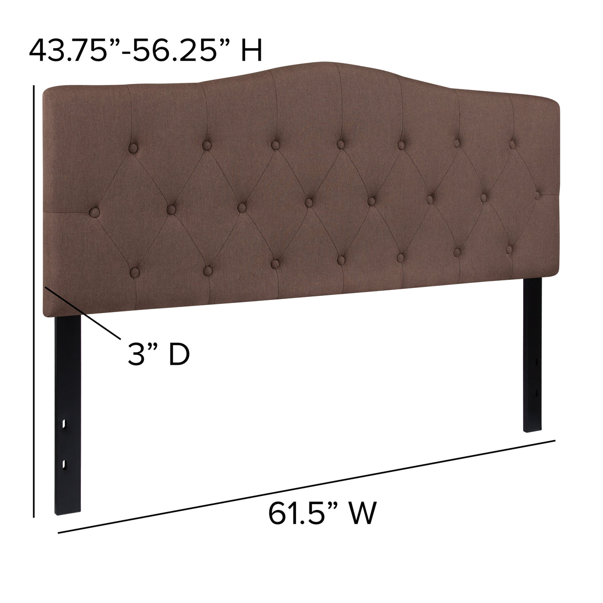 Camel,Queen |#| Arched Button Tufted Upholstered Queen Size Headboard in Camel Fabric