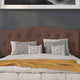 Camel,Queen |#| Arched Button Tufted Upholstered Queen Size Headboard in Camel Fabric