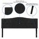Black,King |#| Arched Button Tufted Upholstered King Size Headboard in Black Fabric