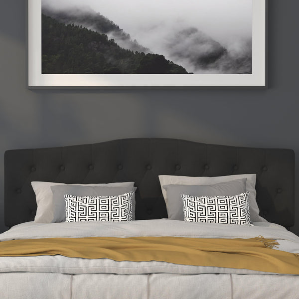 Dark Gray,Full |#| Arched Button Tufted Upholstered Full Size Headboard in Dark Gray Fabric